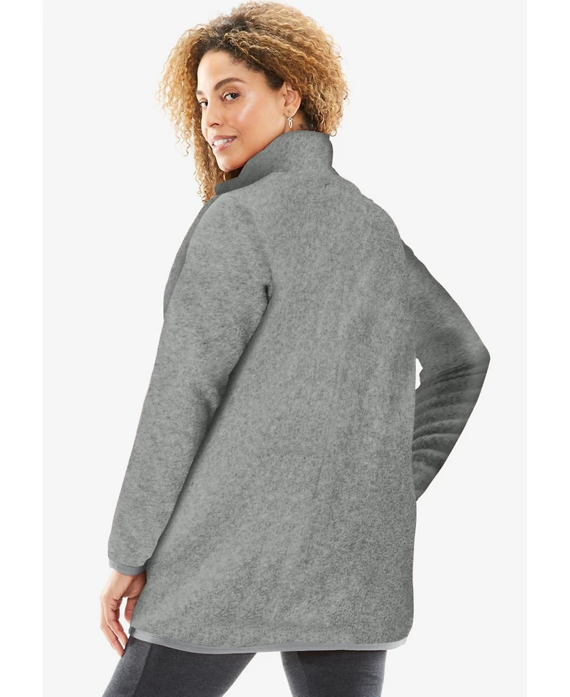 Woman Within Plus Zip-Front Microfleece Jacket
