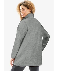Woman Within Plus Zip-Front Microfleece Jacket