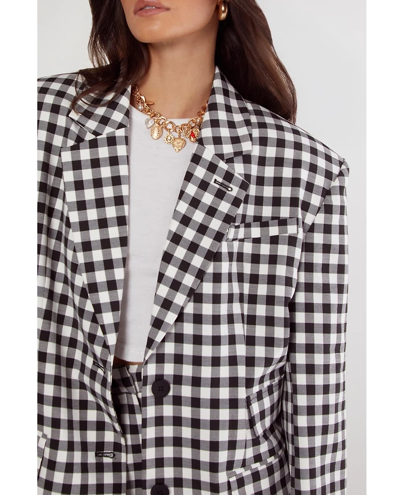 Nasty Gal Women's Gingham Tailored Blazer