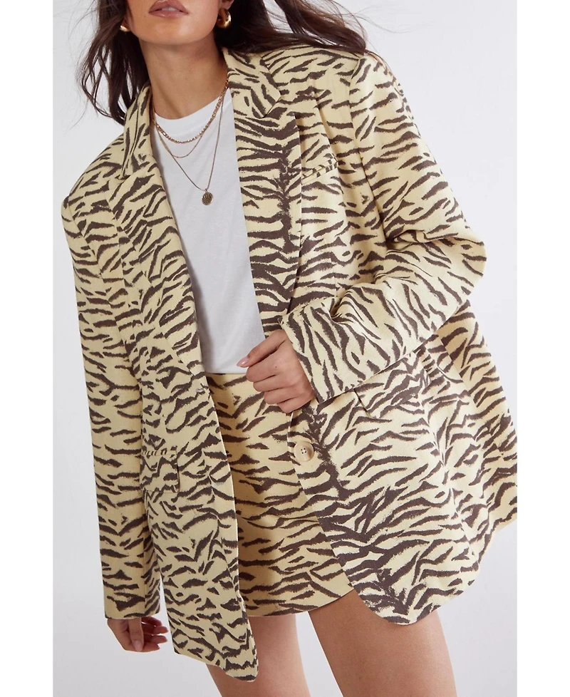 Nasty Gal Women's Zebra Print Oversized Tailored Blazer