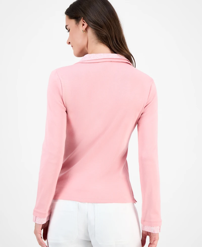 Nautical Jeans Women's Double-Collar Long-Sleeve Top