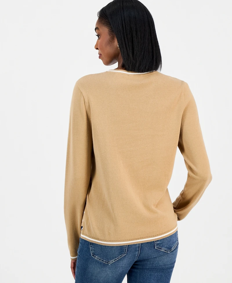 Nautica Women's Cotton Dot Crewneck Sweater