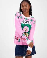 Hooked Up by Iot Juniors' Snoopy Wreath Sweater