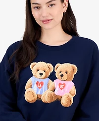 Love Tribe Juniors' Teddy Bear Nyc & La Graphic Sweatshirt