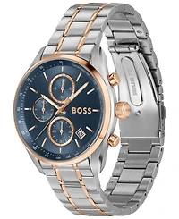 Hugo Boss Men's Grand Prix 40 Quartz Fashion Chrono Two Tone Stainless Steel Watch, 40mm