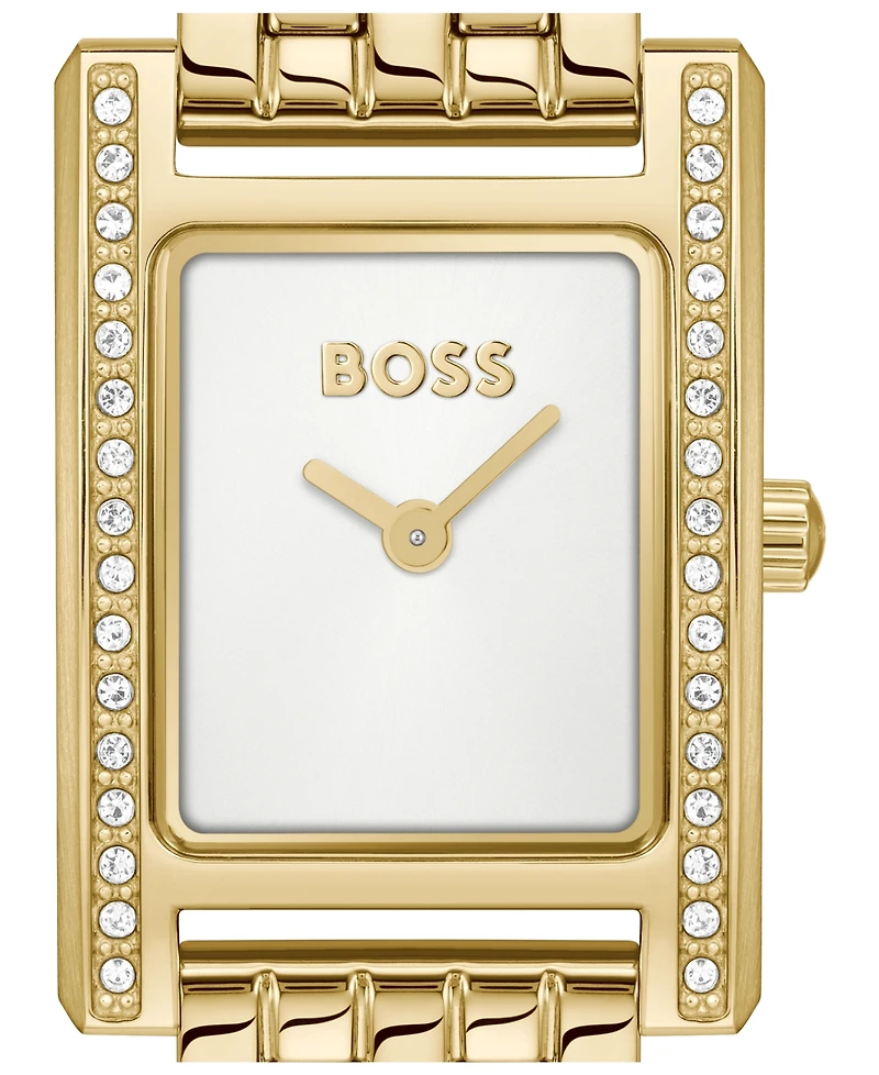 Hugo Boss Women's Lucy Precious Quartz Basic Mini Ionic Plated Thin Gold Steel Watch, 18.50mm