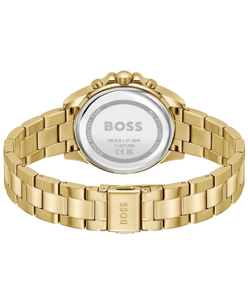 Hugo Boss Women's Alley Quartz Multifunction Ionic Plated Thin Gold Steel Watch, 36mm