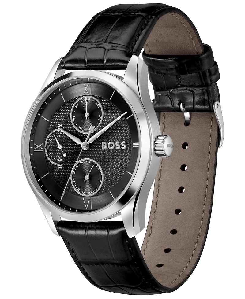 Hugo Boss Men's Principle Master Quartz Multifunction Calfskin Watch