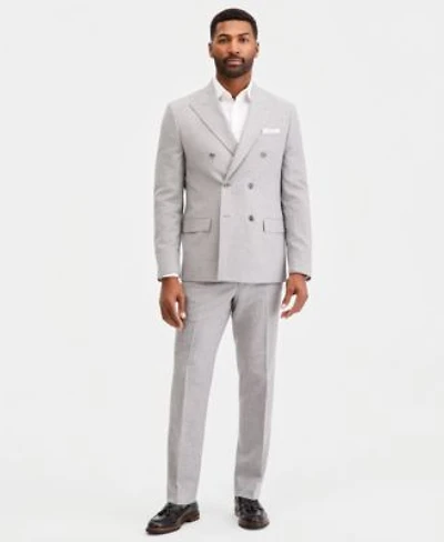 Michael Kors Mens Classic Fit Light Gray Double Breasted Mini Houndstooth Suit Separates