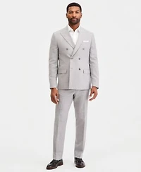 Michael Kors Mens Classic Fit Light Gray Double Breasted Mini Houndstooth Suit Separates