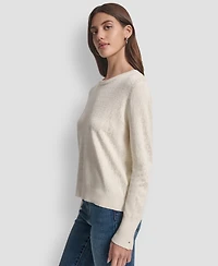 Dkny Jeans Petite Geometric Print Crewneck Sweater