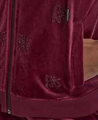 Dkny Jeans Petite Logo Detail Velour Zip-Up Hoodie