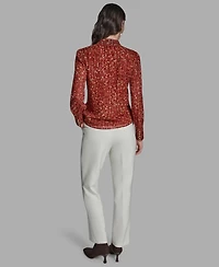 Bcbg Women's Printed Mock Neck Top