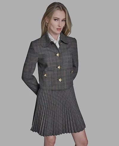 Bcbg Women's Novelty Plaid Button Down Jacket