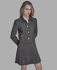 Bcbg Women's Novelty Plaid Button Down Jacket