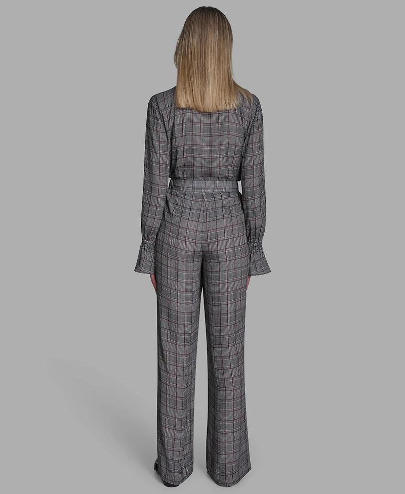 Bcbg Women's Plaid Wide-Leg Pants