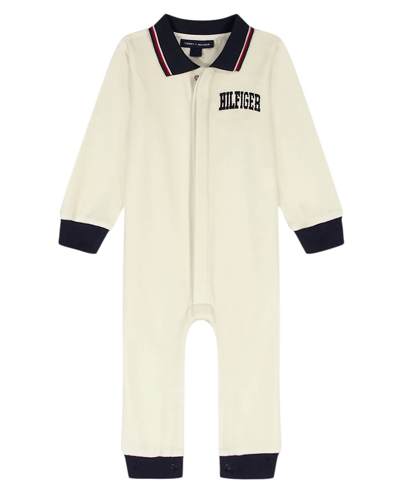 Tommy Hilfiger Baby Boys Velour Polo Collar Coverall
