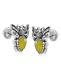 American West Jewelry Sterling Silver Yellow Jasper Bumblebee Stud Earrings
