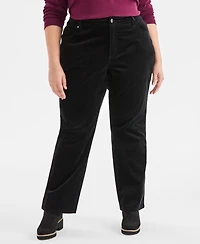 Style & Co Plus High-Rise Straight-Leg Corduroy Pants, Macy's Exclusive