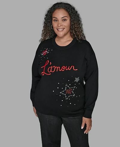 Karl Lagerfeld Paris Plus Embellished Amour Sweater