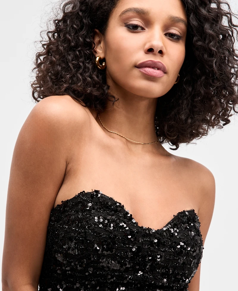 Bar Iii Women's Sequin Tweed Bustier, Macy's Exclusive