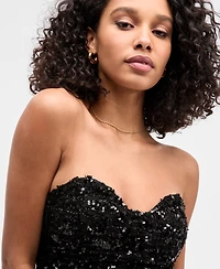 Bar Iii Women's Sequin Tweed Bustier, Macy's Exclusive
