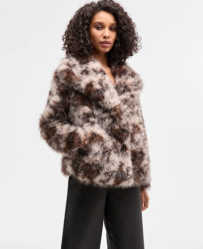 Bar Iii Women's Calico Faux-Fur Jacket, Macy's Exclusive