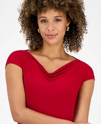 Kasper Petite Cowlneck Cap-Sleeve Top