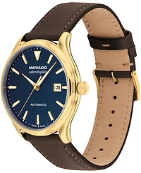 Movado Men's Calendoplan Swiss Automatic Chocolate Leather Watch, 40mm