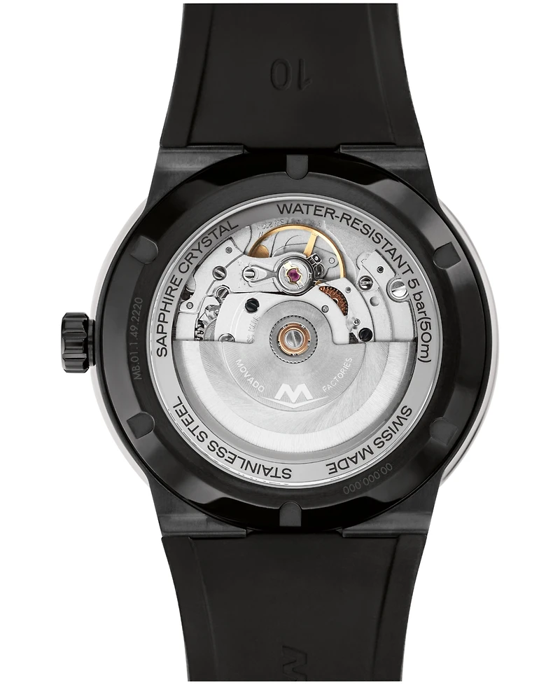 Movado Men's Bold Fusion Automatic Swiss Auto Black Silicone Watch, 43.50mm