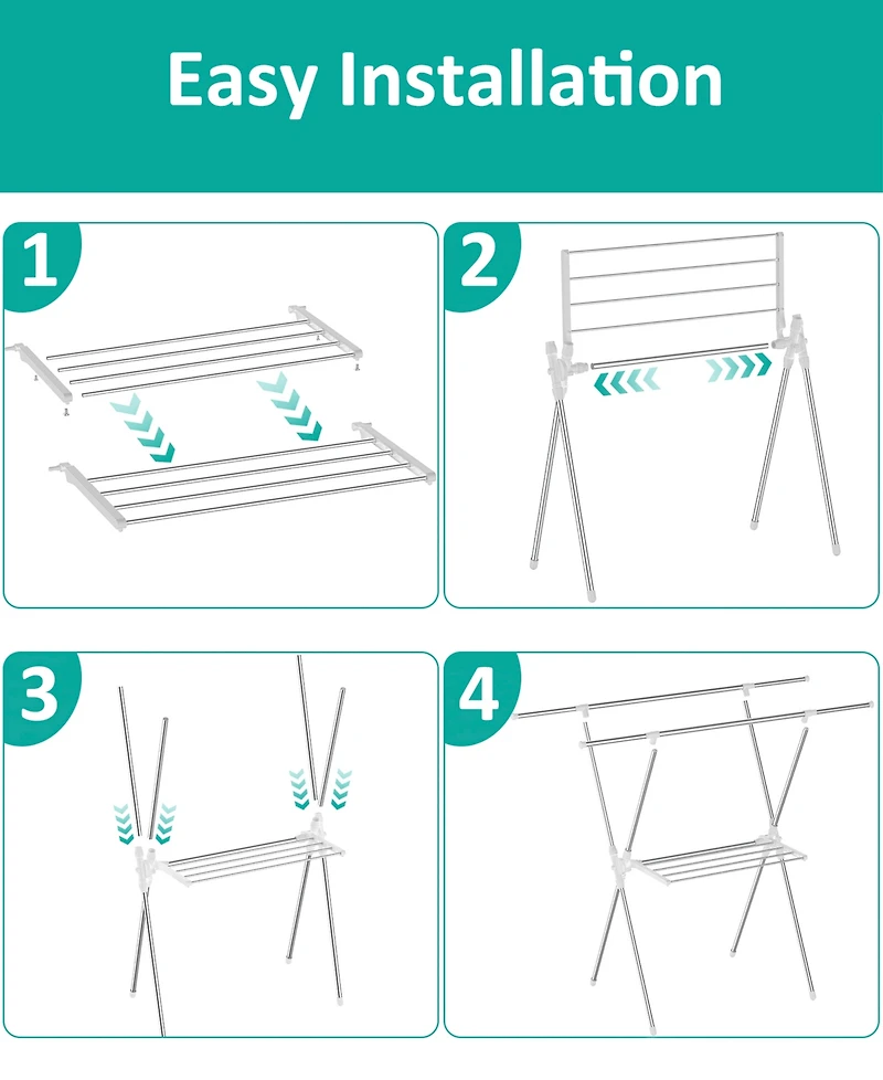 2-Tier Clothes Drying Rack with Adjustable Gullwing Arms