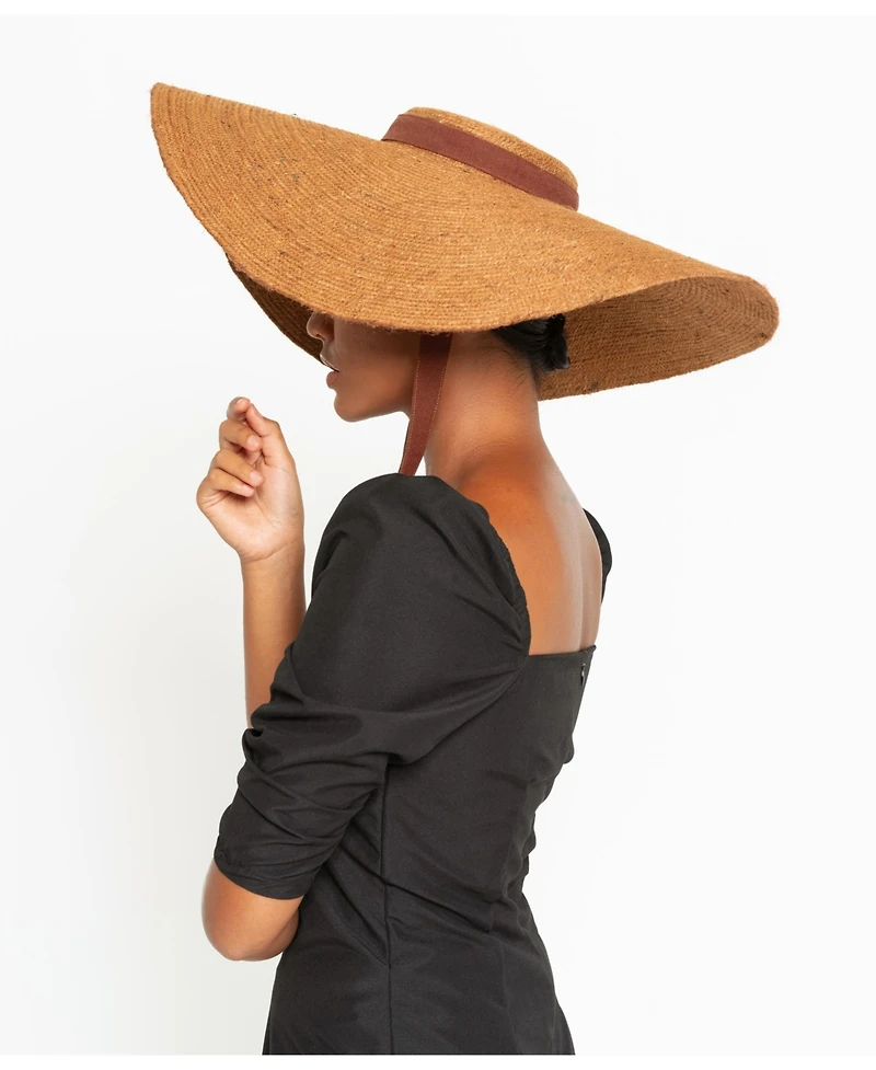 Brunna.Co Lola Wide Brim Jute Straw Hat In Havana Brown