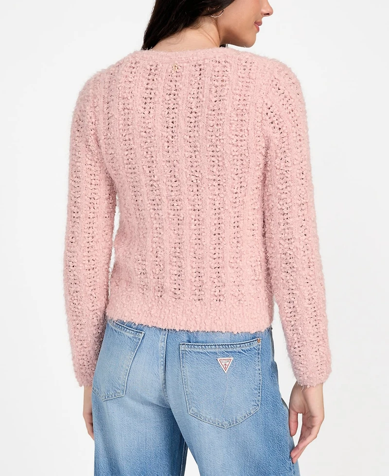 Guess Women's Bea Open Stitch Long Sleeve Cardigan Sweater