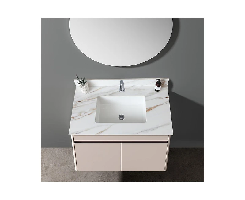 Casainc 37 Inch Marble Vanity Top, Bathroom Vanity Top with Undermount Rectangular Middle Sink and 4" Height Backsplash, Pre-Drilled Faucet Hole Vanit