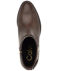 Calvin Klein Women's Dhara Logo Strap Block Heel Booties