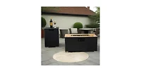 32 Inch Rectangular Wicker Fire Pit Table with 50000 Btu Burner and Ceramic Top