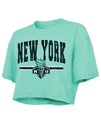 Majestic Women's Mint New York Liberty Chalk Stripe Boxy Crop Top