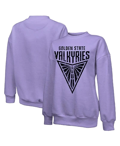 Majestic Women's Violet Golden State Valkyries Oversized Primary Logo Drop Shoulder Tri-Blend Pullover Sweatshirt