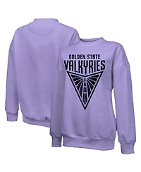 Majestic Women's Violet Golden State Valkyries Oversized Primary Logo Drop Shoulder Tri-Blend Pullover Sweatshirt