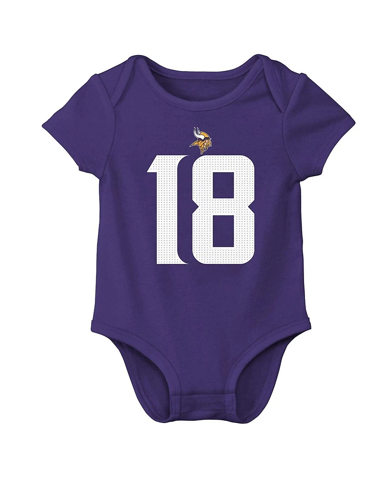 Nike Baby Boys and Girls Justin Jefferson Purple Minnesota Vikings Player Name Number Bodysuit