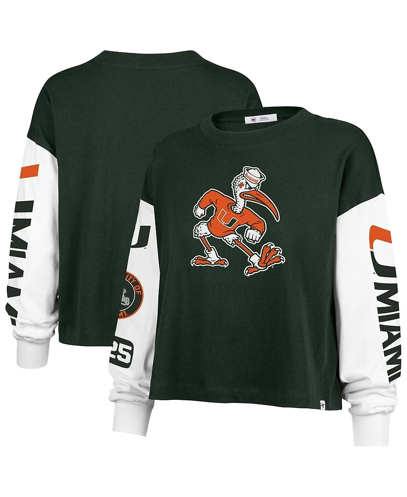 '47 Brand Women's Green Miami Hurricanes Sydney Long Sleeve T-Shirt