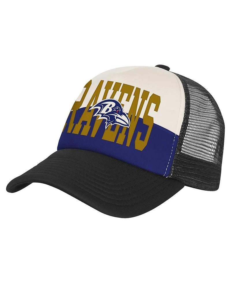 Outerstuff Men's White/Black Baltimore Ravens Modern Fan Trucker Adjustable Hat