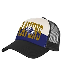 Outerstuff Men's White/Black Baltimore Ravens Modern Fan Trucker Adjustable Hat