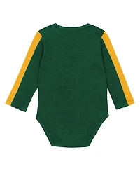 Outerstuff Baby Boys and Girls 3-Piece Green/Gold Green Bay Packers Double Down Creeper Pants Set