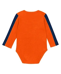 Outerstuff Baby Boys and Girls 3-Piece Orange/Navy Denver Broncos Double Down Creeper Pants Set