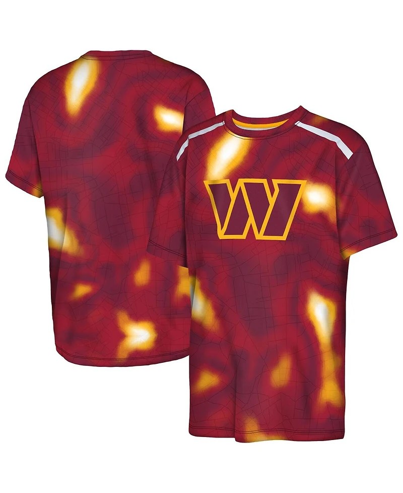 Outerstuff Big Boys and Girls Burgundy Washington Commanders End Zone Dri-Tek T-Shirt