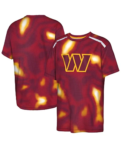 Outerstuff Big Boys and Girls Burgundy Washington Commanders End Zone Dri-Tek T-Shirt