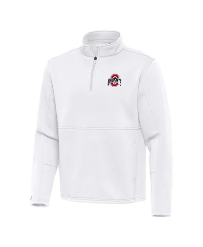Antigua Men's White Ohio State Buckeyes Twist Quarter-Zip Pullover Jacket