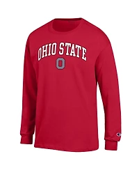 Champion Men's Scarlet Ohio State Buckeyes Arch Over Logo Long Sleeve T-Shirt