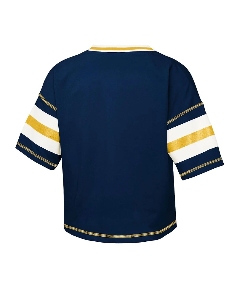 Outerstuff Big Girls Navy Michigan Wolverines Gridiron Jersey V-Neck T-Shirt